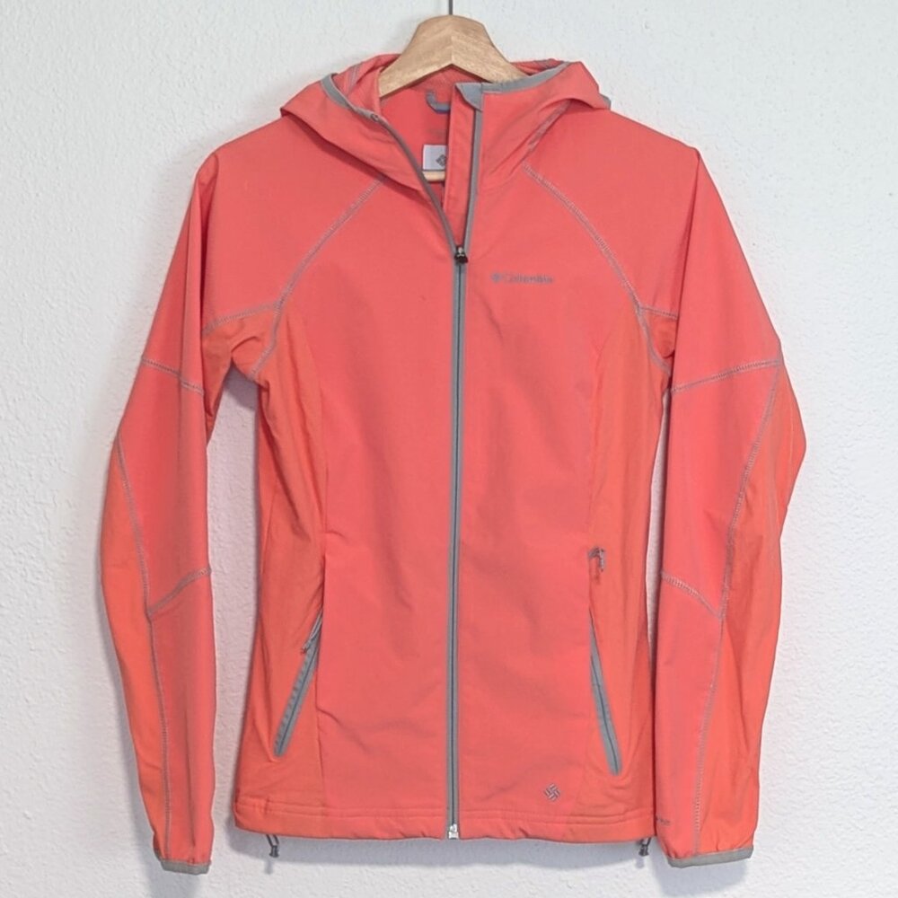 Columbia Sweet As Softshell Sz XS Peach Pink Hooded Rain Jacket Omni-Shield